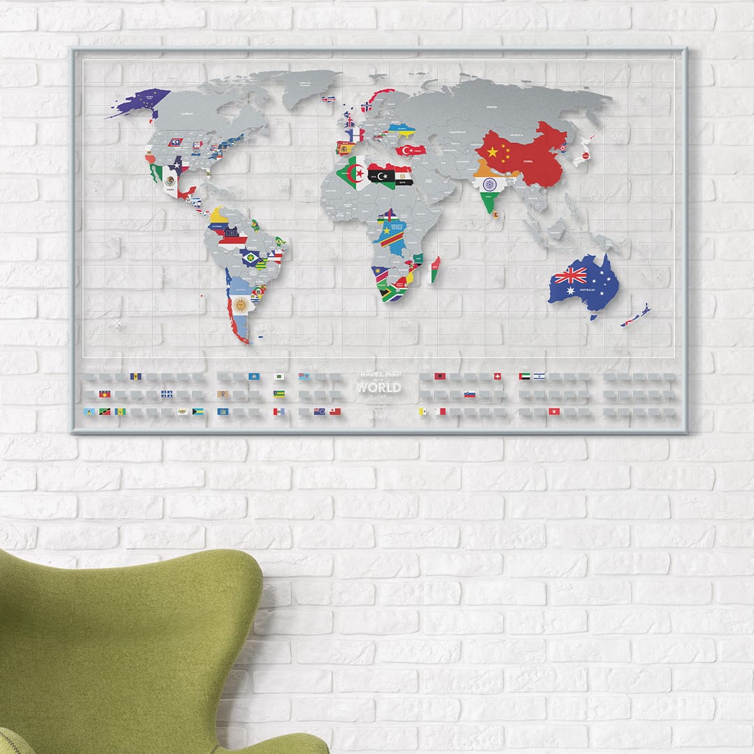 Скреч Карта на Света Air Flags – Прозрачна