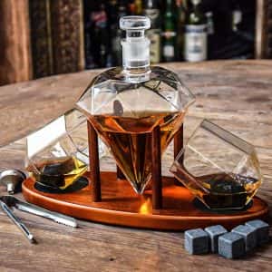 Комплект Декантер за Вино с Чаши – Диаманти