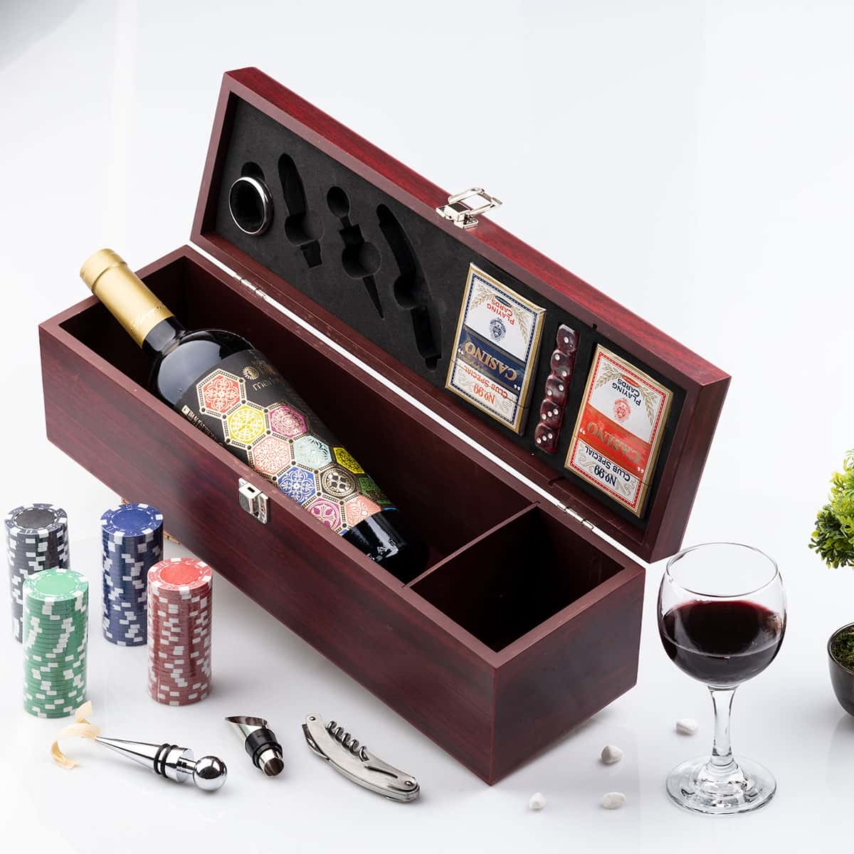 Дървен комплект за вино от 8 части