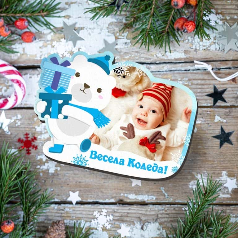 Комплект от 5 броя магнити – Коледно мече