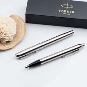 Луксозен комплект химикалка и писалка Parker IM Stainless Steel