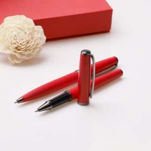 Комплект химикалка и ролер в червено