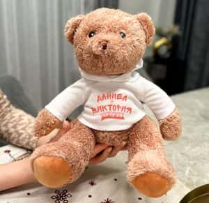 Плюшено мече с надпис – С вашите имена и дата