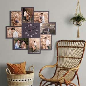 Дървен часовник с 8 снимки – Ценни спомени