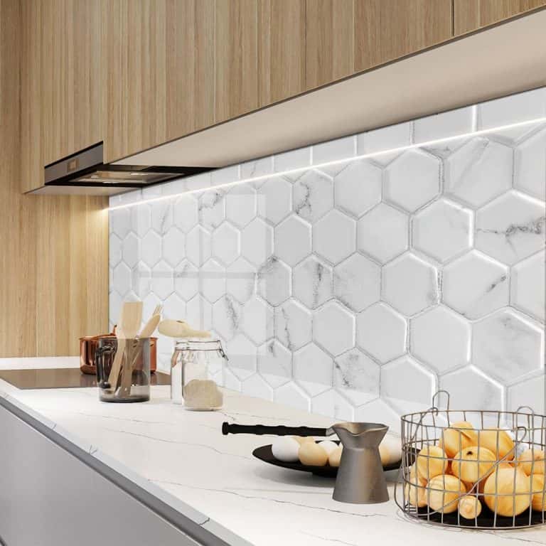 Стъклен гръб за кухня с мраморен 3D ефект