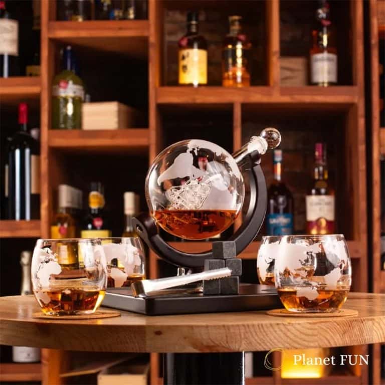 Стъклен Декантер с 4 Чаши Глобус