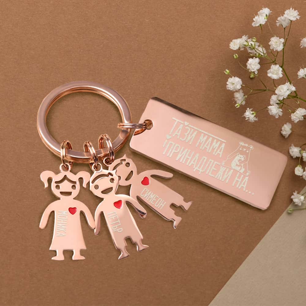 Ключодържател За мама с персонализирани фигурки на деца