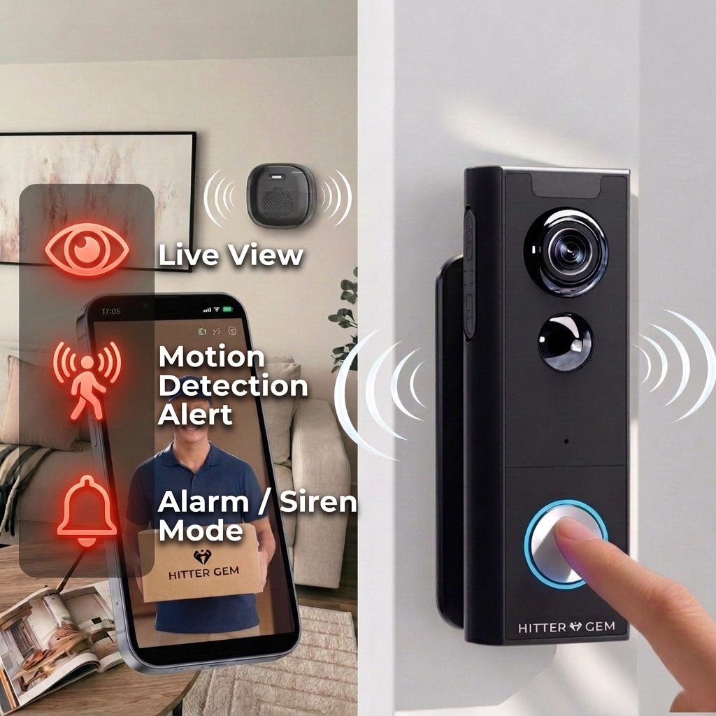 Най-добрите видеозвънци 11 Видеозвънец HITTERGEM Wireless, 2K QHD, безжичен