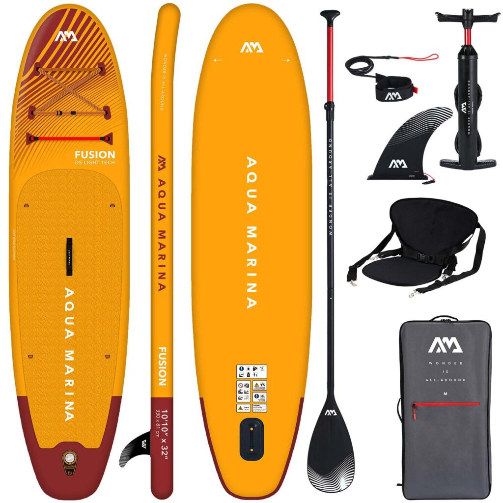 Най-добрите SUP дъски (падъл бордове) 11 Надуваема SUP дъска Aqua Marina Fusion, 330 см