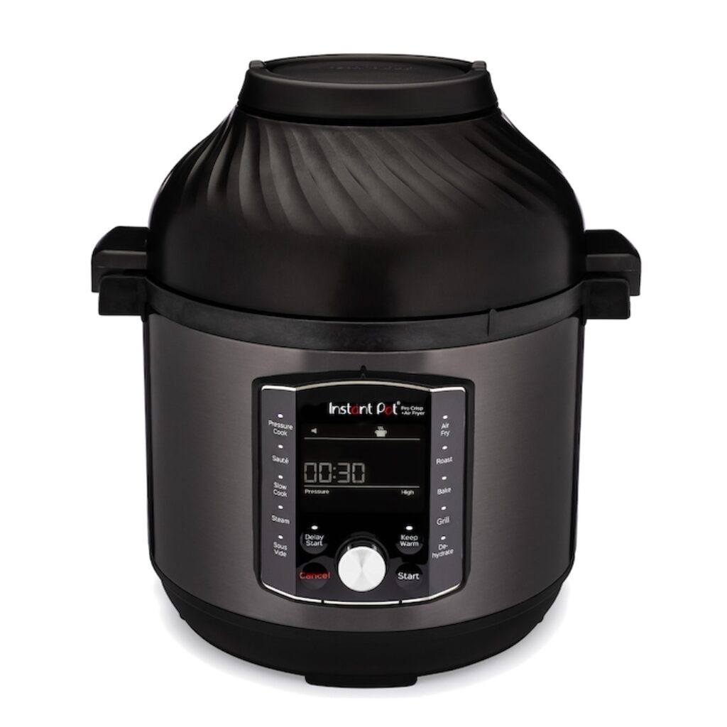 Instant Pot: кой модел да изберете и защо най-скъпият има 11 програми, а по-евтиният 28 1 Комбиниран Instant Pot Pro Crisp 8Qt 140-0027-01-EU, Мултикукър & фритюрник, 8 л, 1500 W, 11 ф-ии за готвене, 2 подв капака, Готв под налягане и фритюрник