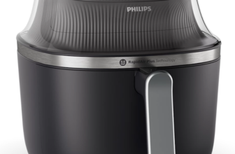 Фритюрник без масло Philips Airfryer Series 3000 NA331/00, Компактен цифров, 1700 W, Капацитет 6.2 л, Дигитален дисплей, Прозорец, Функции за готвене 16 в 1, 12 предварително зададени програми, Лесно почистване,Черен със сребриста дръжка