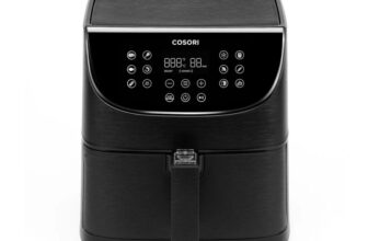 Фритюрник с горещ въздух Cosori Premium Smart Air Fryer, Смарт, Голям капацитет - 5.5L XXL, Подарък книжка със 100 рецепти, 11 програми, Опция за предварително затопляне, Опция за поддържане температурата, Без BPA, Черен