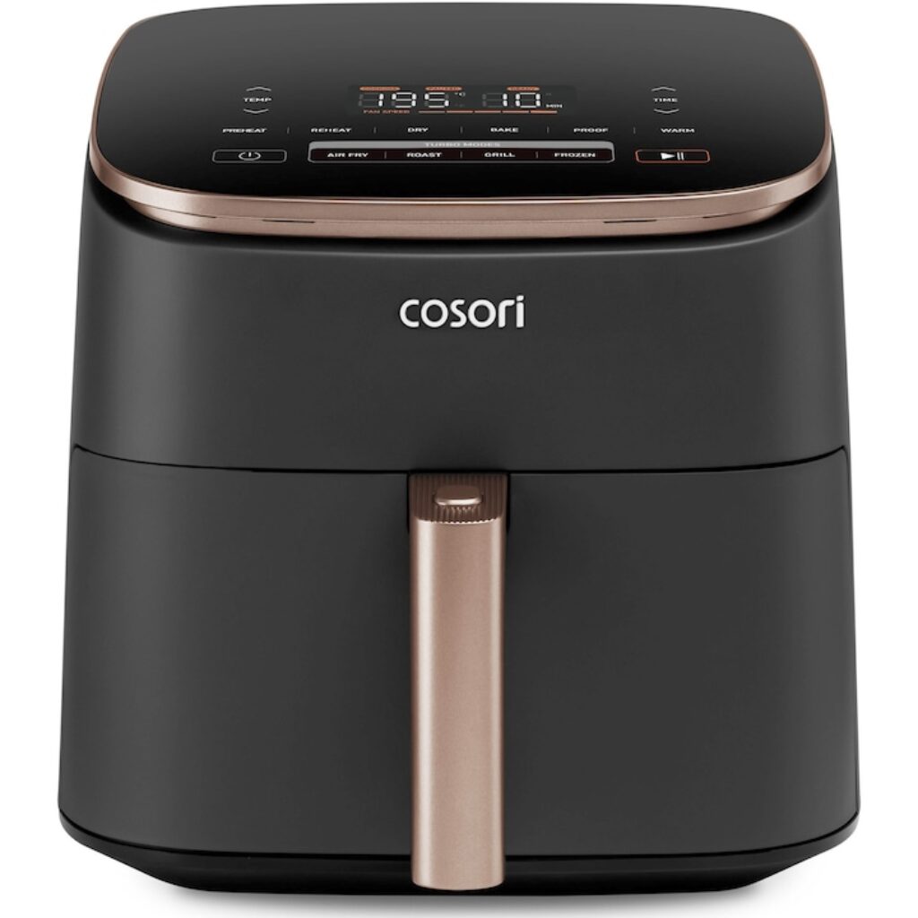 Фритюрник с горещ въздух Cosori TurboBlaze Chef Edition, 1700 W, 6 л, 9 програми, DC мотор, Керамичен, Черен