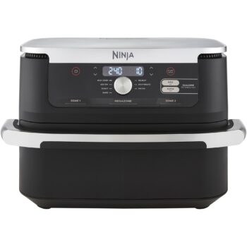 Фритюрник с горещ въздух Ninja Flex Drawer AF500EU, Капацитет за храна 2 кг, 2470 W, Температурен диапазон 40 - 240 °C, Две зони за готвене, 7 програми, Черен