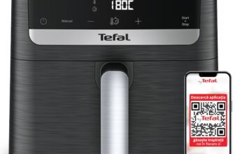 Фритюрник с горещ въздух Tefal Easy Fry Mega Compact EY8618E0, 2020 W, Капацитет 7.5 л, Регулируема температура, 8 програми, Дигитален дисплей, Автоматично изключване, Черен